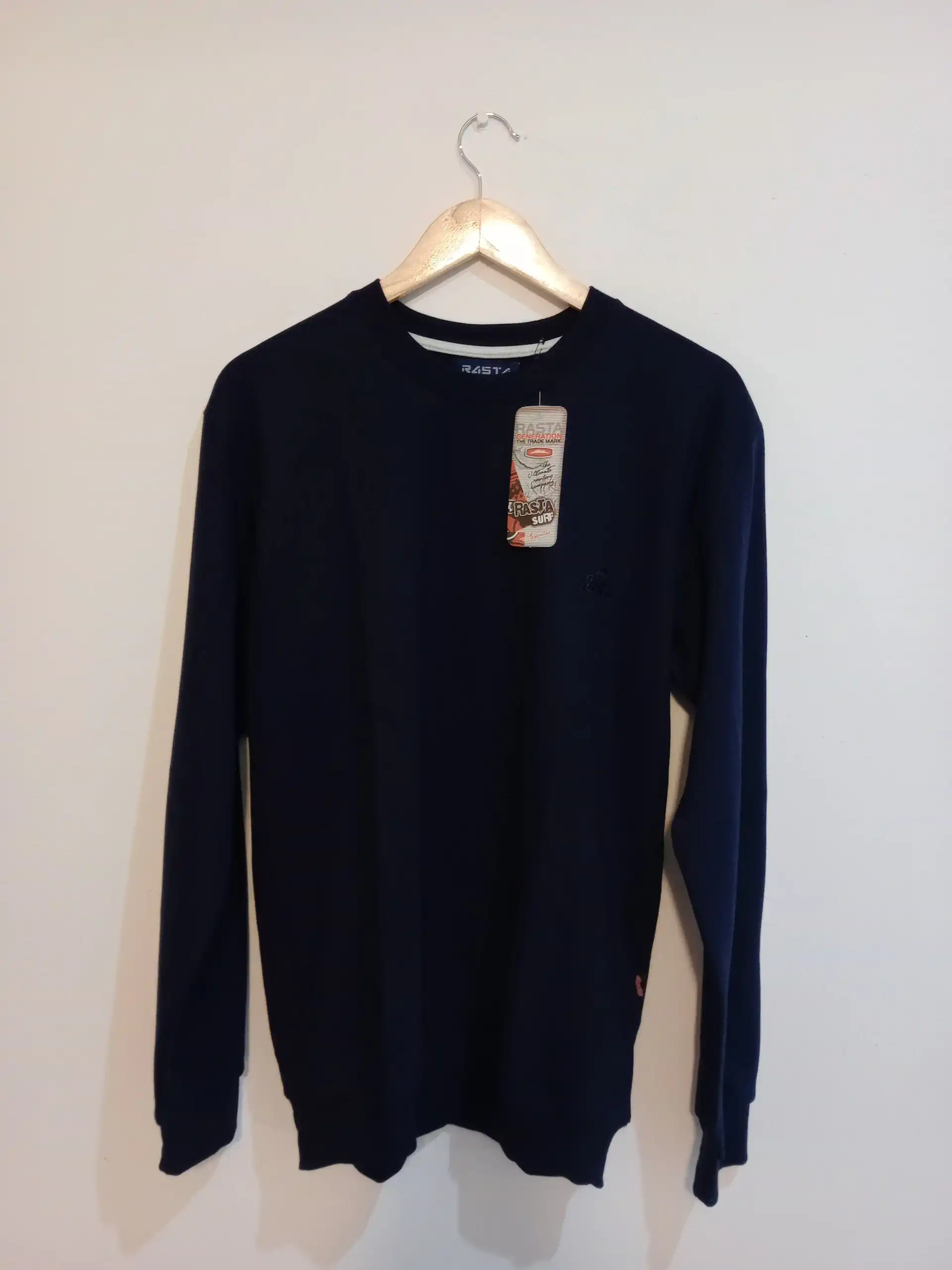 Buzo Algodón Rústico Cuello Redondo Azul